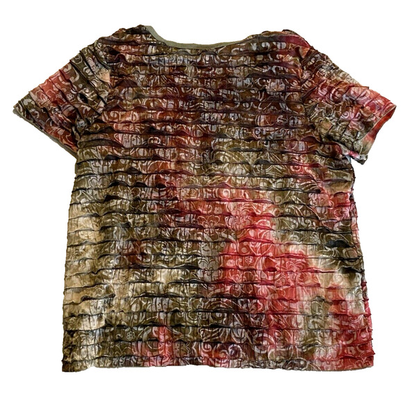 Only Nine Woman Blouse Plus Size 2X VNeck Ruffled Multicolor Boho Pullover Top - Picture 2 of 10